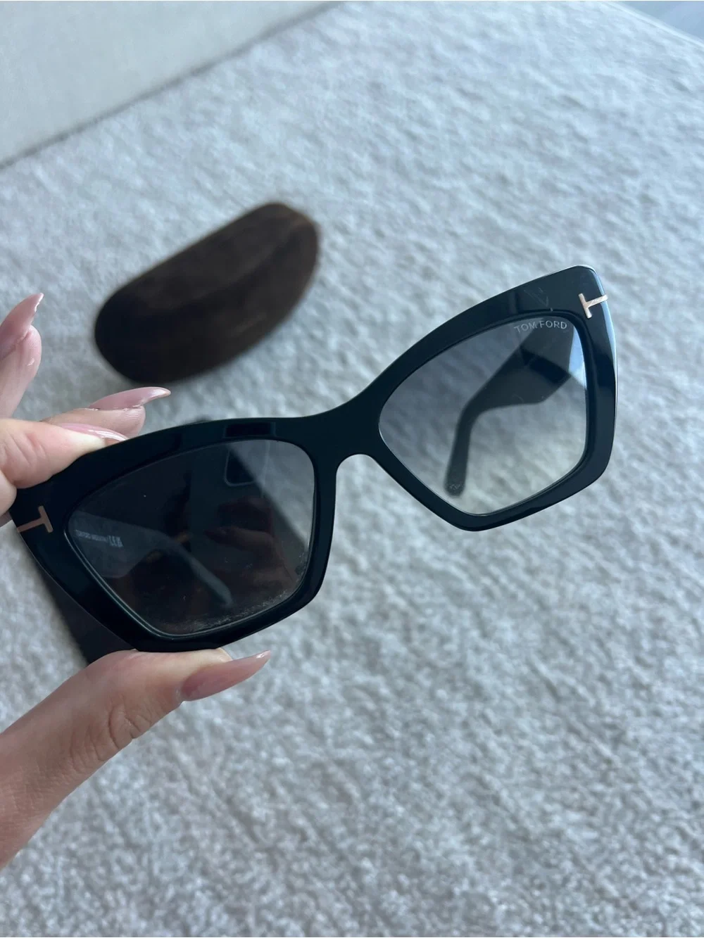 Tom Ford Wyatt Black Cat-Eye Sunglasses with Gradient Gray Lenses